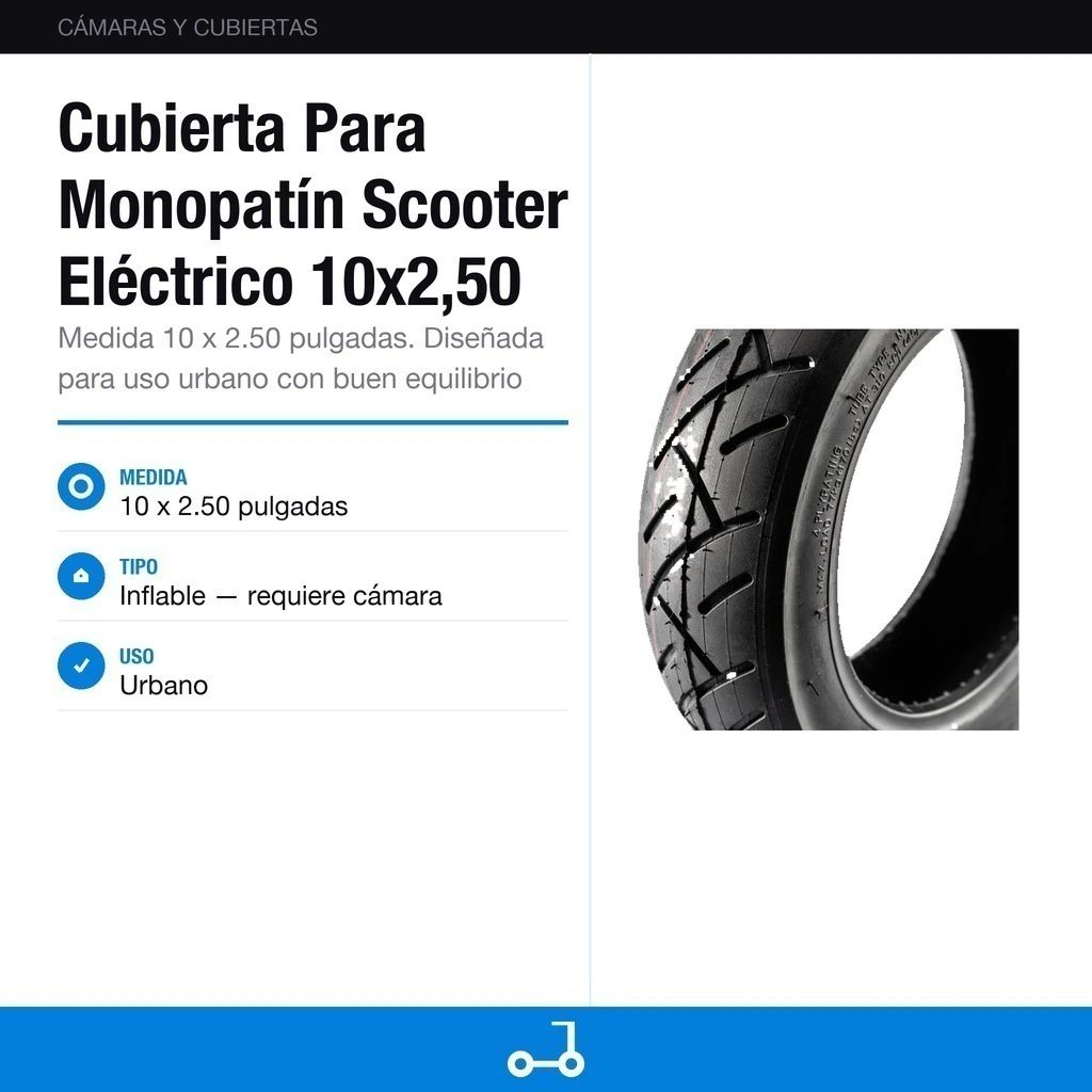 Cubierta Para Monopatín Scooter Eléctrico 10x2,50