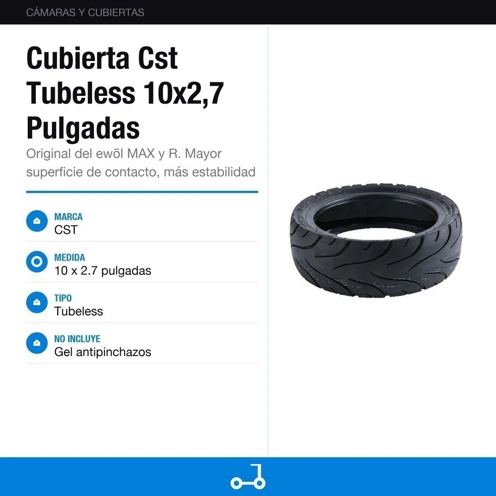 Cubierta Cst Tubeless 10x2,7 Pulgadas Monopatín Eléctrico